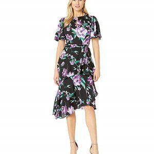 Tahari by ASL Chiffon Tiered Floral Dress Size 6